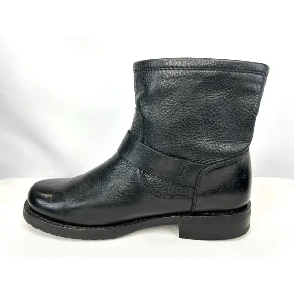 Frye Veronica Bootie Women's Size 7.5 B Black Motorcycle Boot Strap Buckle - Picture 5 of 11